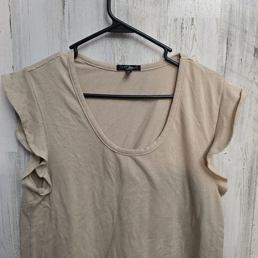 Tart Intimates Women's Tan Ruffle Sleeve Top Size XL - Picture 2 of 6